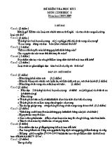 Đề kiểm tra học kì I Sinh học lớp 8 (Có đáp án) - Năm học 2008-2009